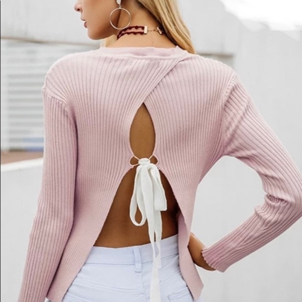 NWOT Pink tie sweater